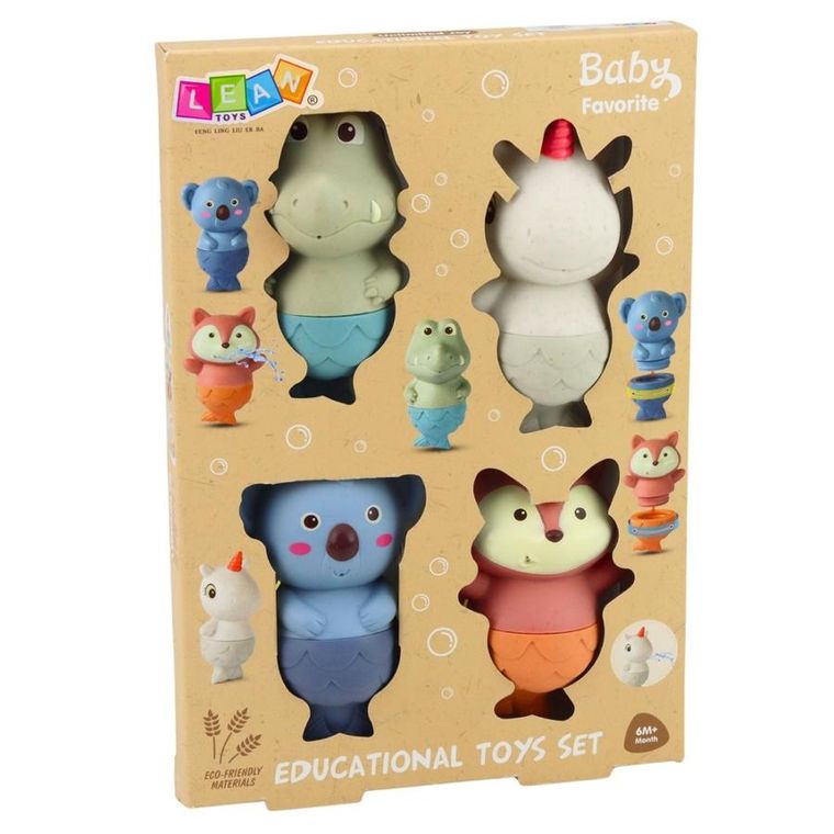 Lean Toys, gumowe zabawki do kąpieli, syrenki, 4 szt.