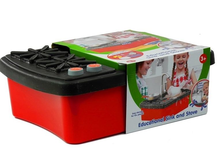Lean Toys, kuchenka i zlewozmywak, zestaw z akcesoriami