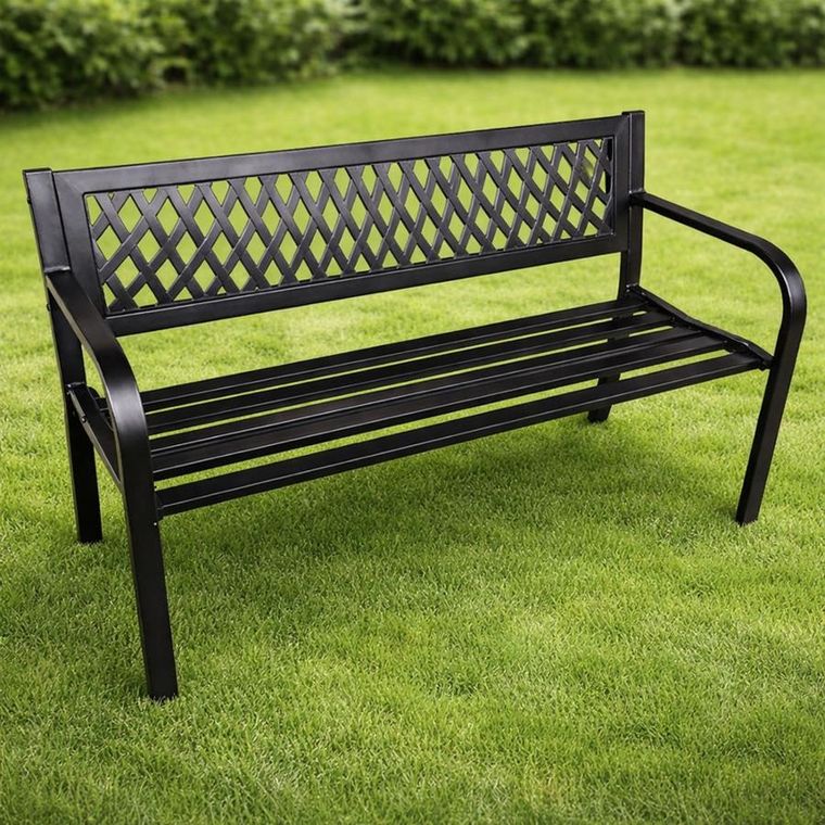 Lean Toys, ławka ogrodowa, metalowa, czarna, 120 cm