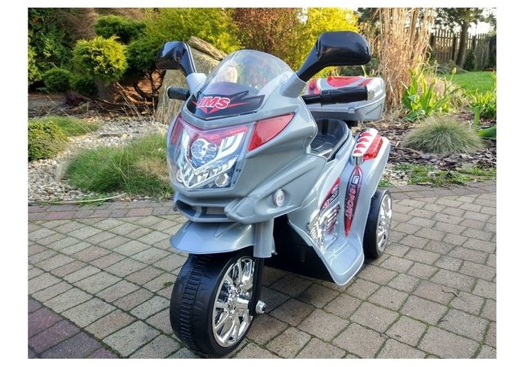 Lean Toys, Motor, pojazd na akumulator, srebrny