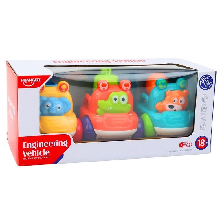 Lean Toys, pojazdy budowlane, zwierzęta, 3 szt.