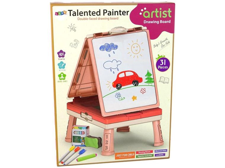 Lean Toys, tablica 3w1, dwustronna, stolik do gier