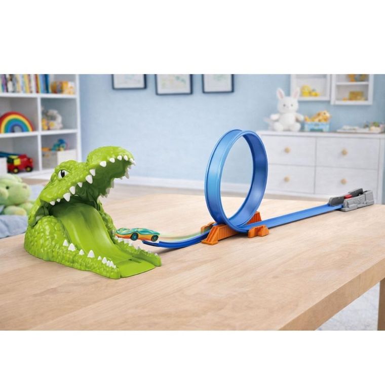 Lean Toys, Tor samochodowy z katapultą i krokodylem