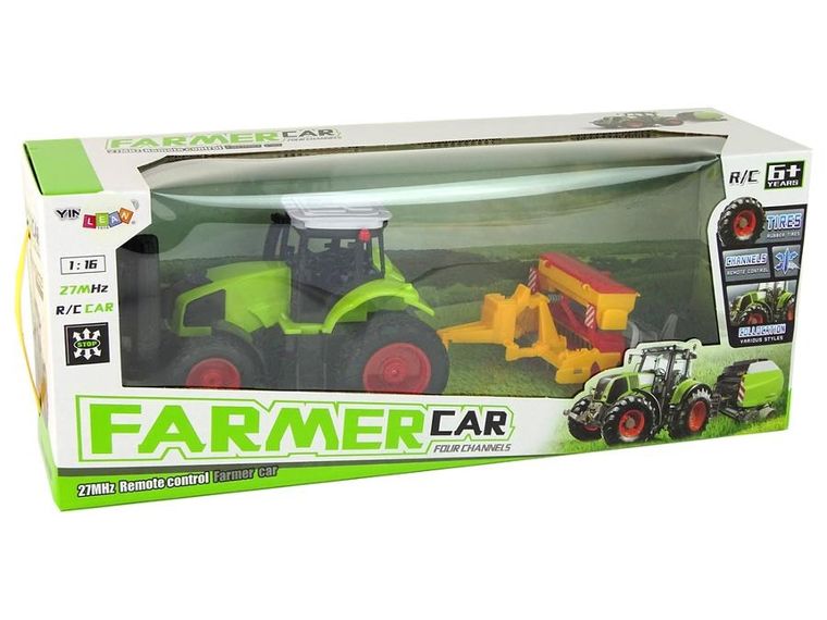 Lean Toys, traktor z prasą, zdalnie sterowany pojazd rolniczy, zielony, 1:16
