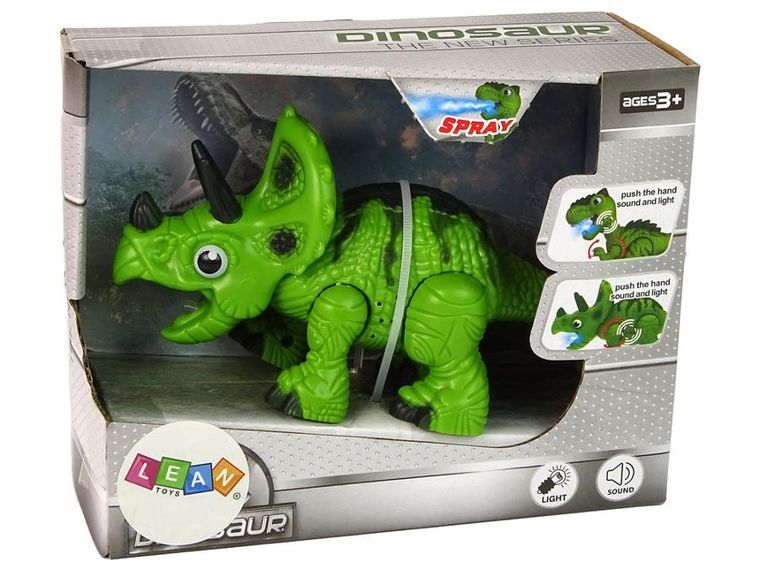 Lean Toys, Triceratops, dinozaur interaktywny, zielony