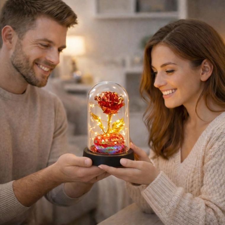 Lean Toys, wieczna róża w kopule, z oświetleniem LED