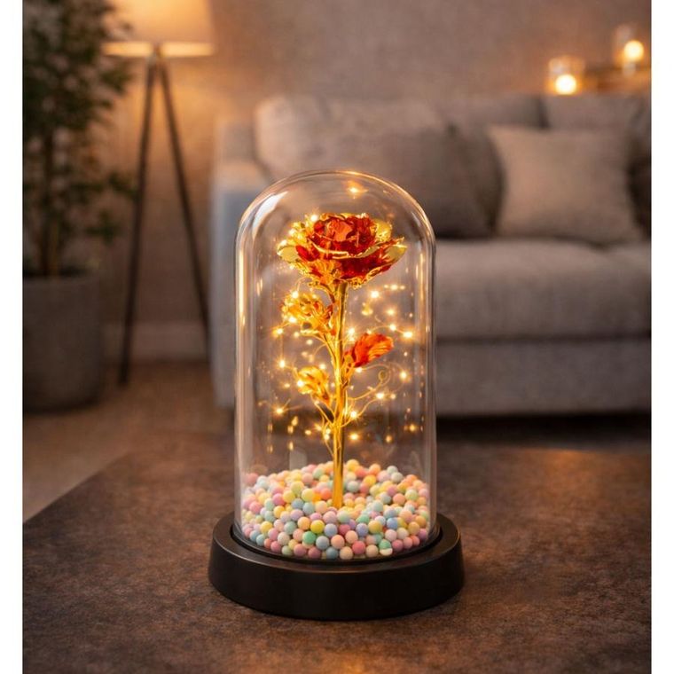 Lean Toys, wieczna róża w kopule, z oświetleniem LED