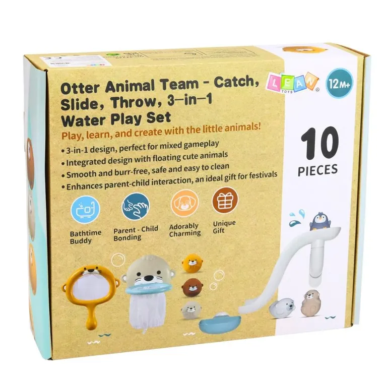 Lean Toys, wydra, zjeżdżalnia, zabawki do kąpieli, 10 elementów