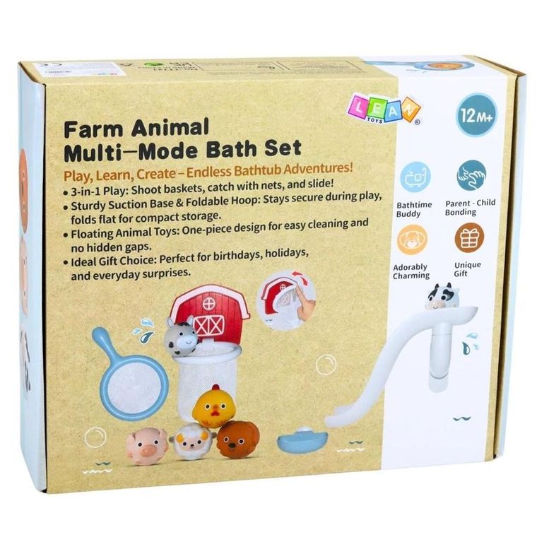 Lean Toys, zwierzątka domowe, zjeżdżalnia, zabawki do kąpieli, 10 elementów
