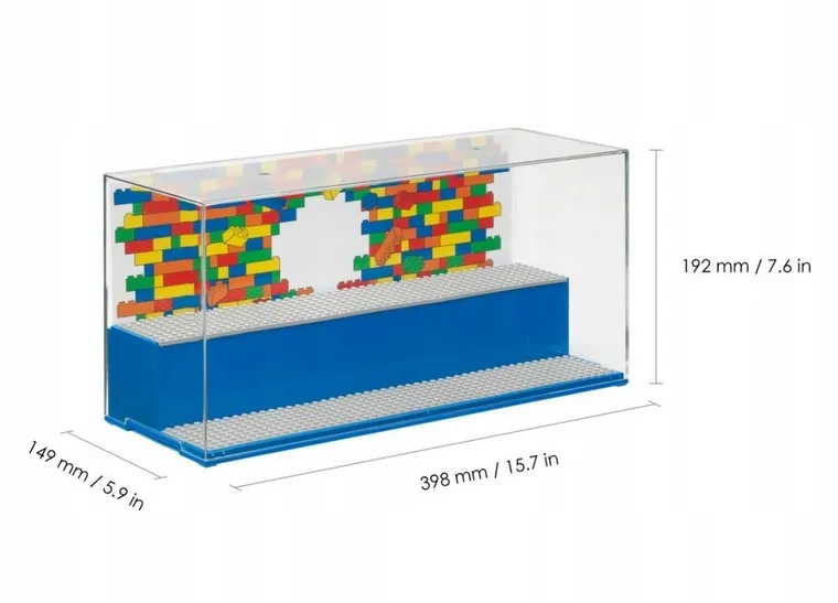 LEGO, duża gablota na klocki i minifigurki, niebieska