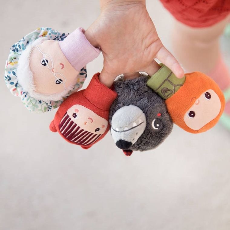 Lilliputiens, Czerwony Kapturek, mini pacynki na palce, 12m+