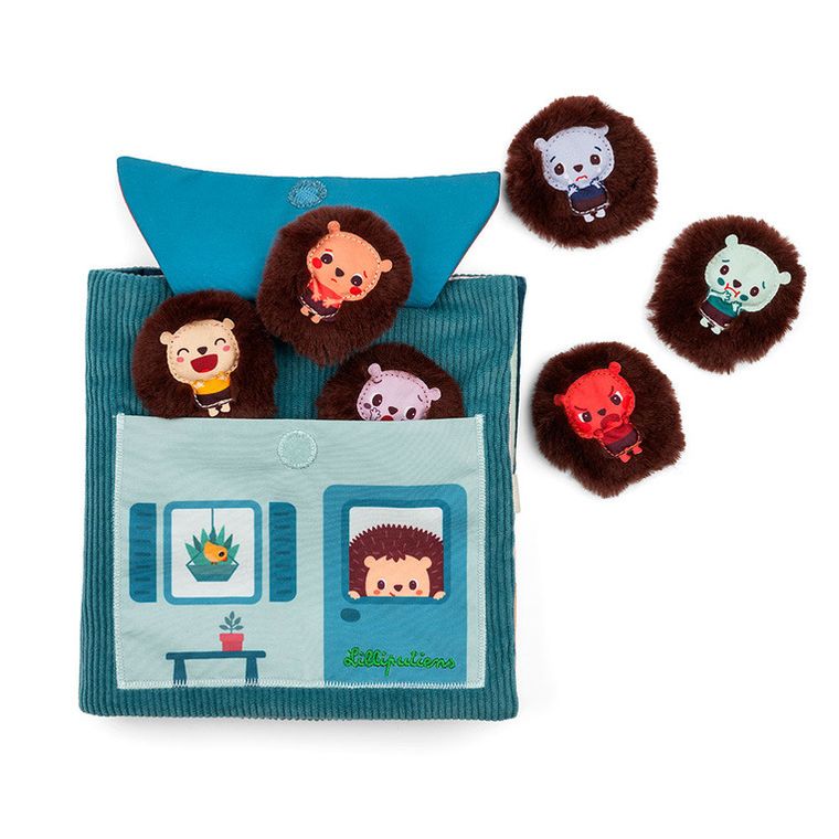 Lilliputiens, Jeżyk Leon, Emocje, książeczka aktywizująca z mini pacynkami, 18m+