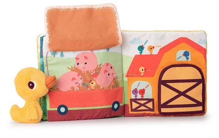 Lilliputiens, Kaczorek Gaspard, Na farmie, książeczka aktywizująca z mini-maskotką, 18m+