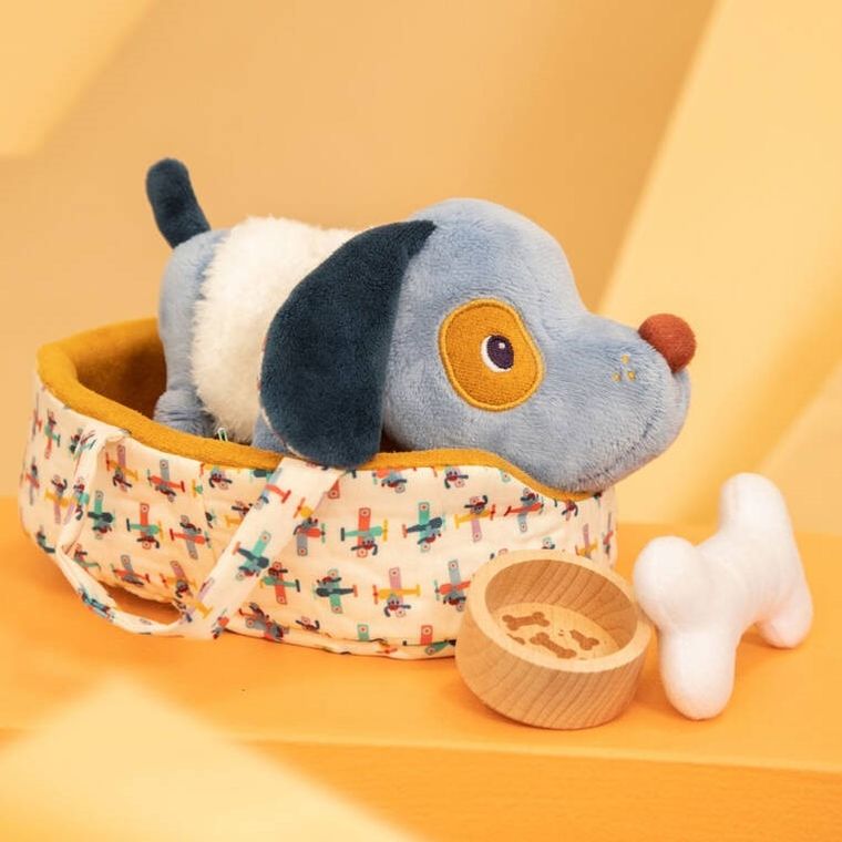 Lilliputiens, Piesek Jules, maskotka piesek z koszyczkiem i akcesoriami, 12m+