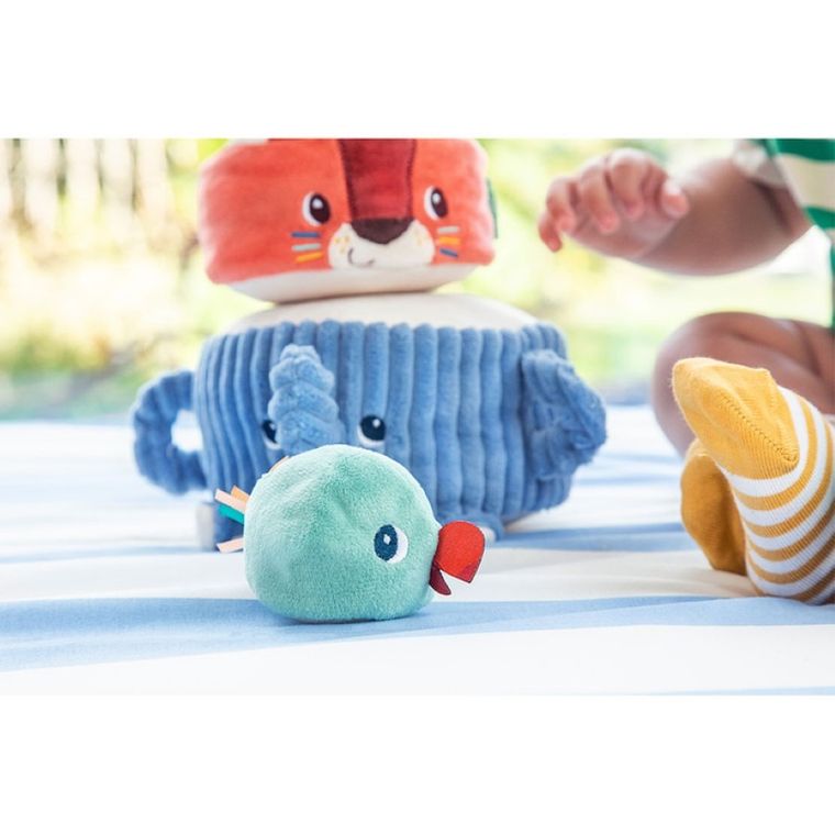 Lilliputiens, piramida sensoryczna z grzechotkami, miękka, zwierzątka, 12m+