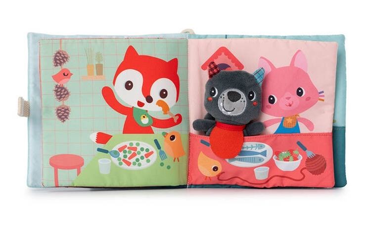 Lilliputiens, Smacznego! Wilk Louis, książeczka aktywizująca z mini-przytulanką, 12m+