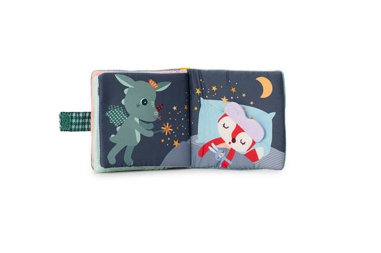 Lilliputiens, Smok Joe, miękka mini-książeczka z silikonowym gryzakiem, 6m+