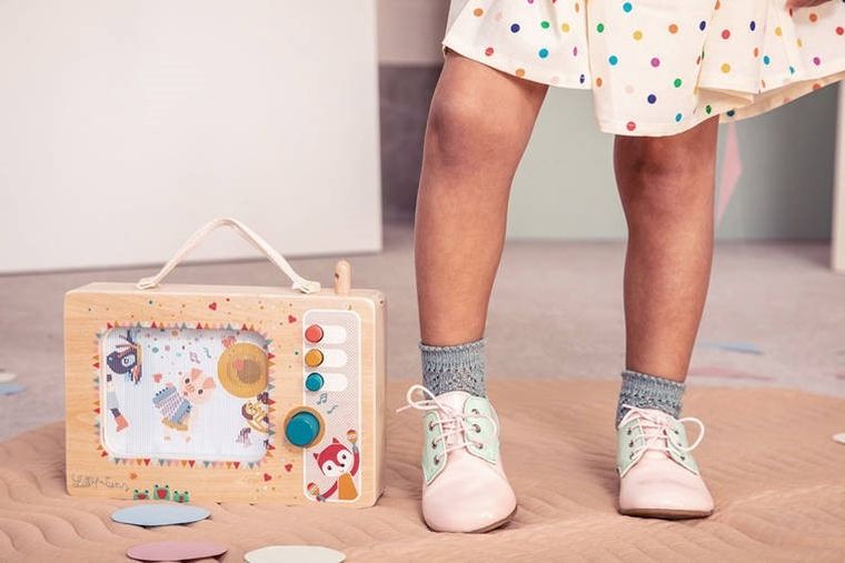 Lilliputiens, Telewizor, drewniana, animowana pozytywka, 10m+