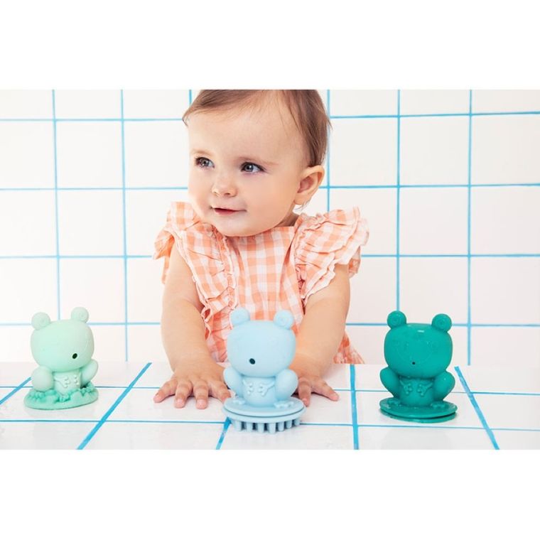 Lilliputiens, zestaw 3 zabawek do kąpieli, sensoryczne żabki, 9m+