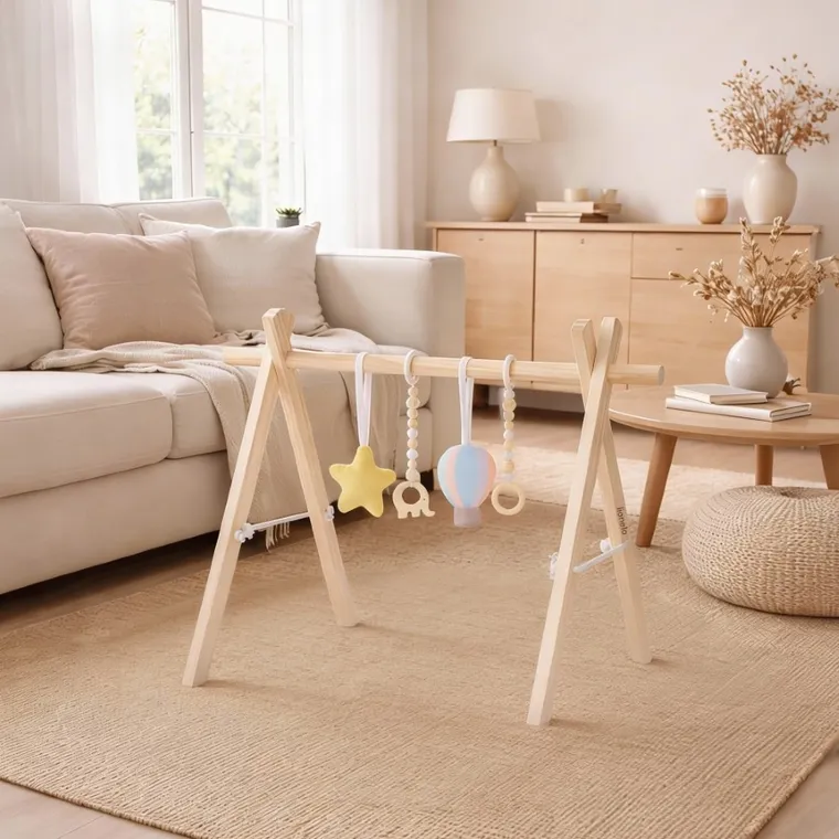 Lionelo, Anis, drewniany stojak edukacyjny, baby gym