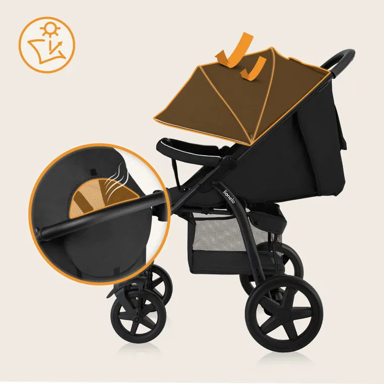 Lionelo, Annet Plus, wózek spacerowy, Black Carbon
