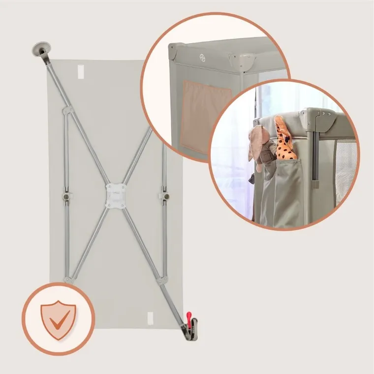 Lionelo, Ellen, łóżeczko turystyczne z funkcją dostawki, 3w1, beige