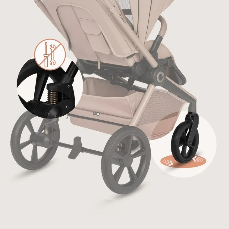 Lionelo, Freya, wózek wielofunkcyjny, składana gondola, 3w1, beige sand