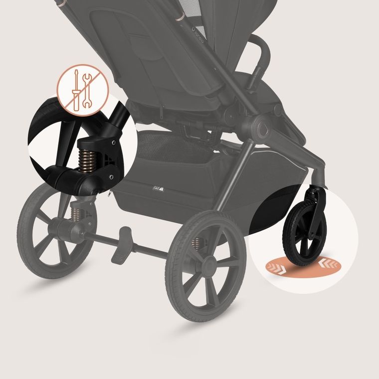 Lionelo, Freya, wózek wielofunkcyjny, składana gondola, 3w1, black onyx