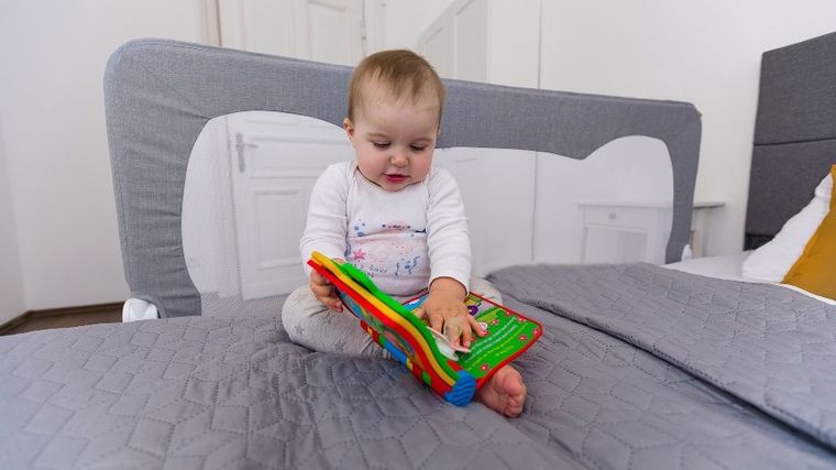 Lionelo, Hanna, barierka zabezpieczająca na łóżko, 66 cm, szara