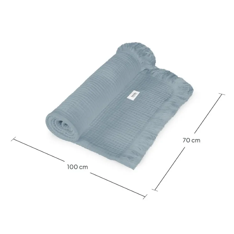 Lionelo, kocyk muślinowy, Stone Blue, 70-100 cm