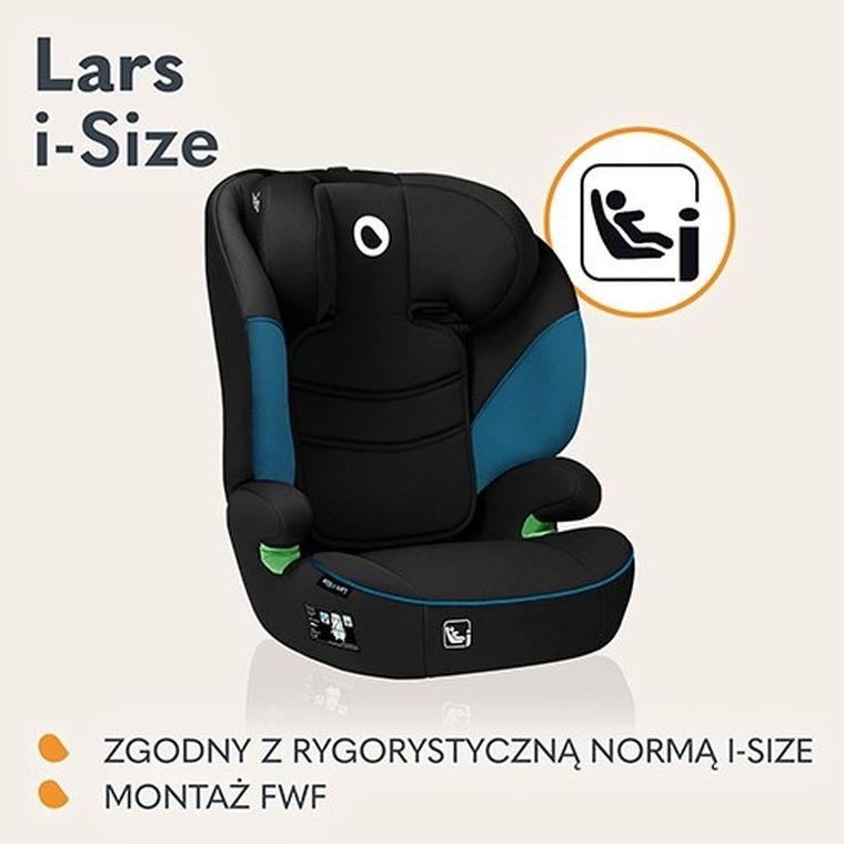 Lionelo, Lars, I-size, fotelik samochodowy, 100-150 cm, Green Turquoise