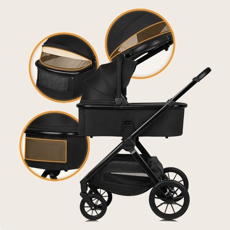 Lionelo, Layla, wózek wielofunkcyjny, 2w1, Black Onyx