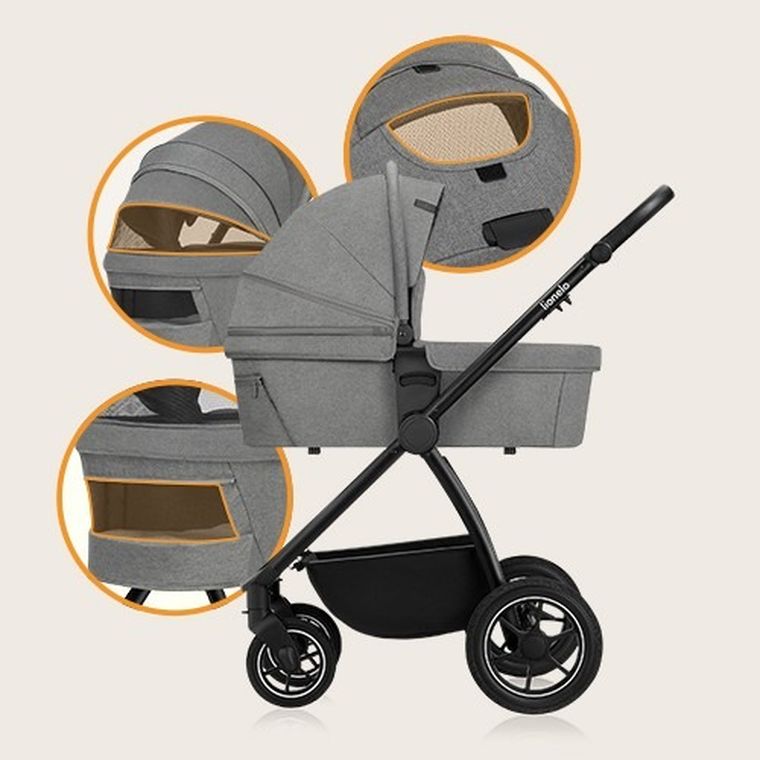 Lionelo, Meril, wózek wielofunkcyjny, 2w1, Grey Stone