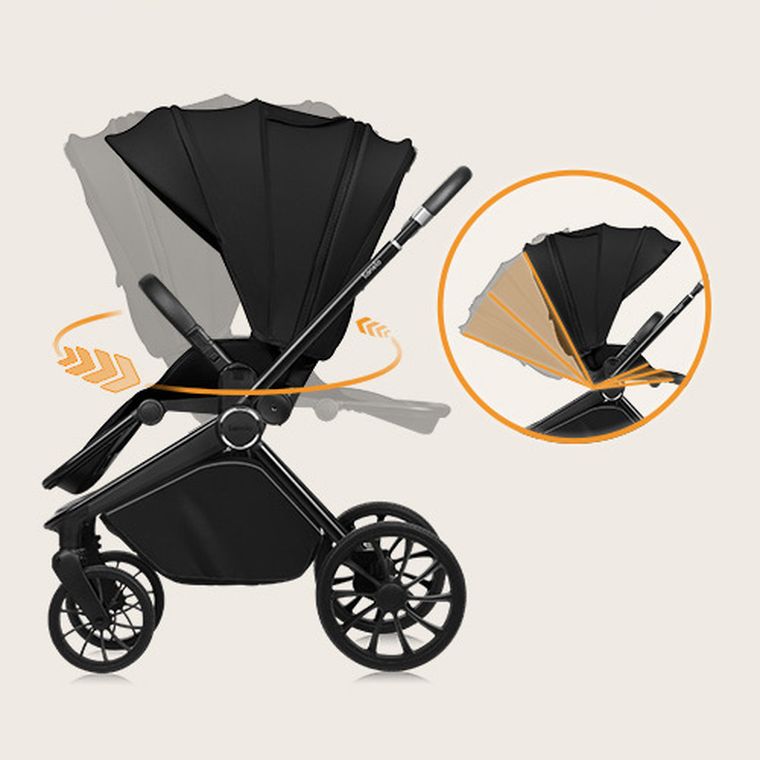 Lionelo, Mika Plus, wózek wielofunkcyjny 2w1, Black Onyx