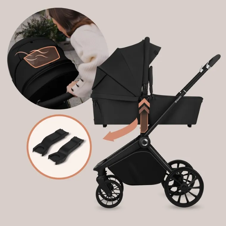 Lionelo, Mika Plus, wózek wielofunkcyjny 3w1, Black Onyx