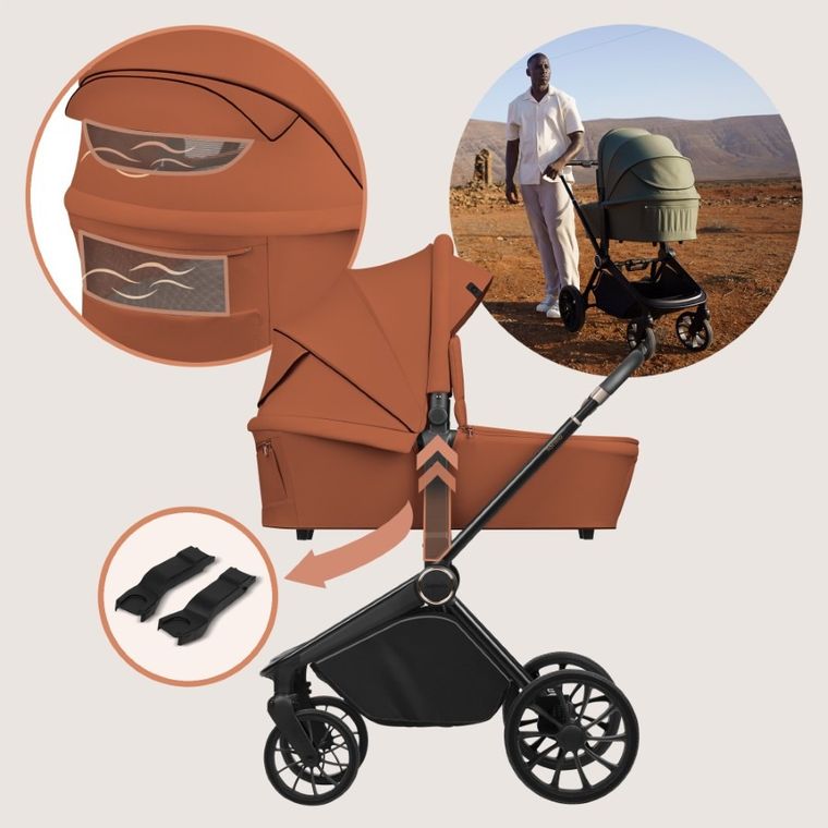 Lionelo, Mika Plus, wózek wielofunkcyjny, 3w1, Brown Rust