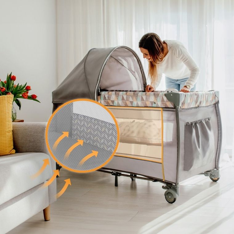 Lionelo, Sven Plus, łóżeczko turystyczne, Grey Scandi