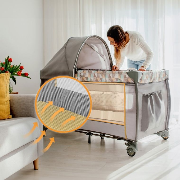 Lionelo, Sven Plus, łóżeczko turystyczne, Yellow Scandi