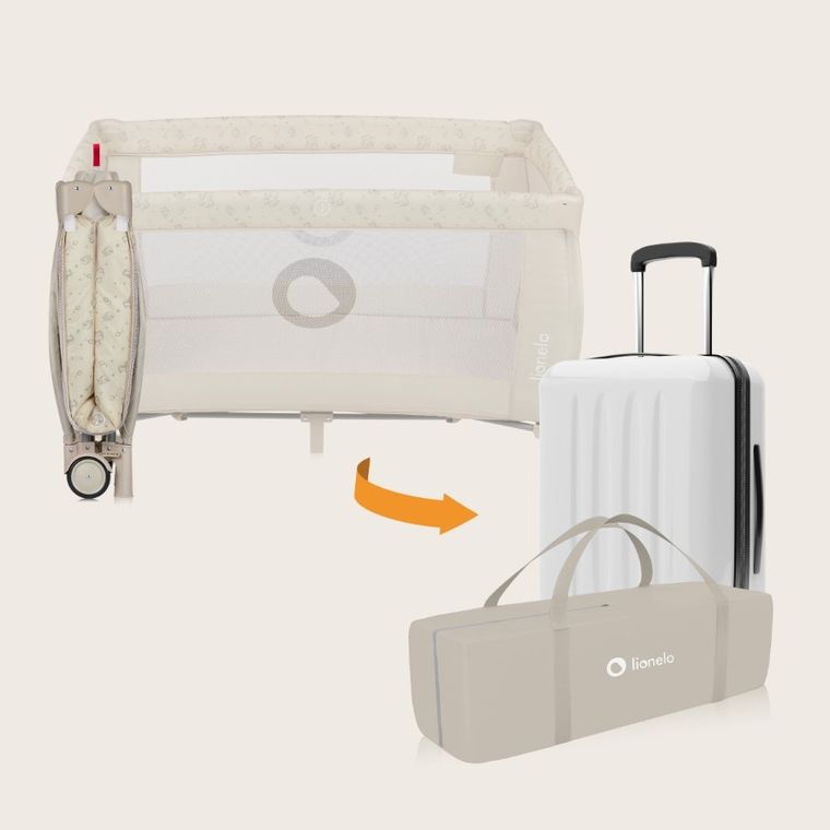 Lionelo, Sven Plus, łóżeczko turystyczne z akcesoriami, Beige Latte