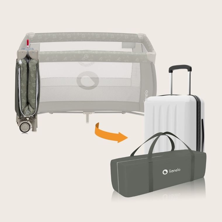 Lionelo, Sven Plus, łóżeczko turystyczne z akcesoriami, Beige Olive