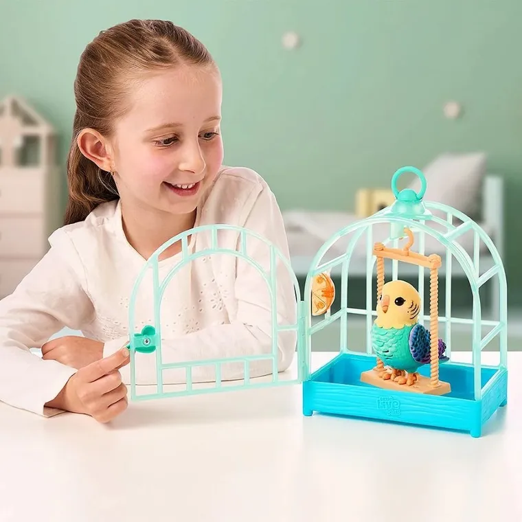 Little Live Pets, Mój Prawdziwy Ptaszek, Indie, ćwierkający ptaszek w klatce, zabawka interaktywna, niebieski