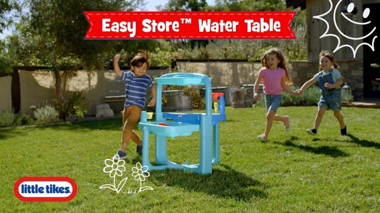 Little Tikes, Easy Store, stół wodny z akcesoriami, niebieski