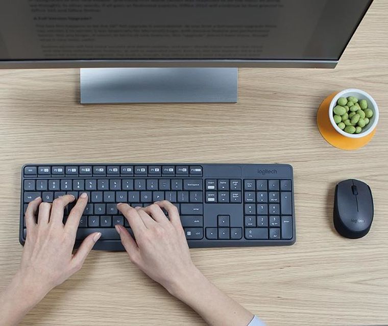 Logitech, zestaw, klawiatura membranowa, mysz optyczna, MK235, 920-007931, USB 3.0, szary
