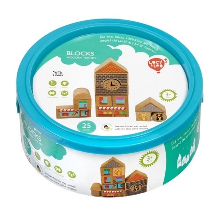 Lucy & Leo, Miasto, kolorowe klocki drewniane, 25 elementów