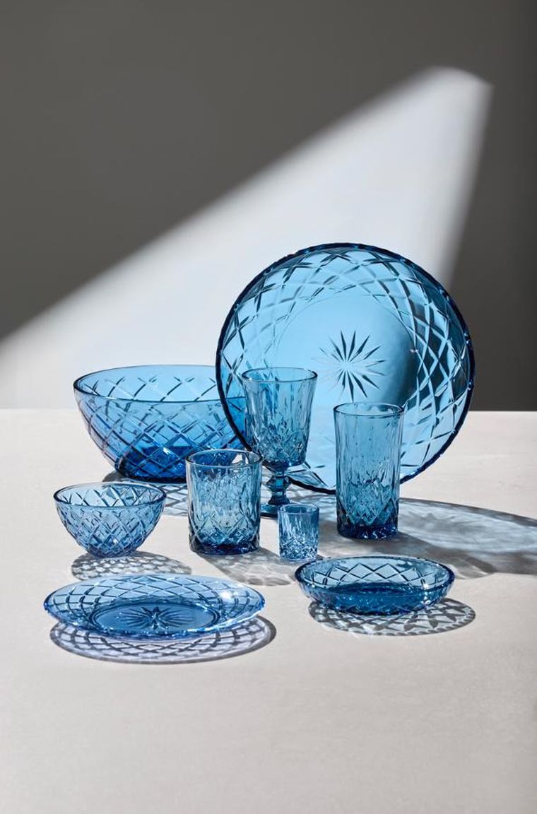 Lyngby Glas, talerz Sorrento, 30 cm, niebieski