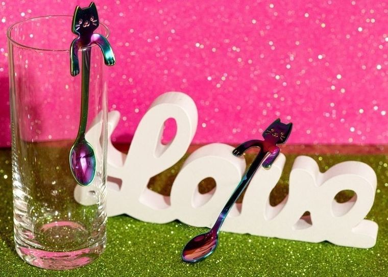 Łyżeczki, kotki, tęczowe, 2 szt.