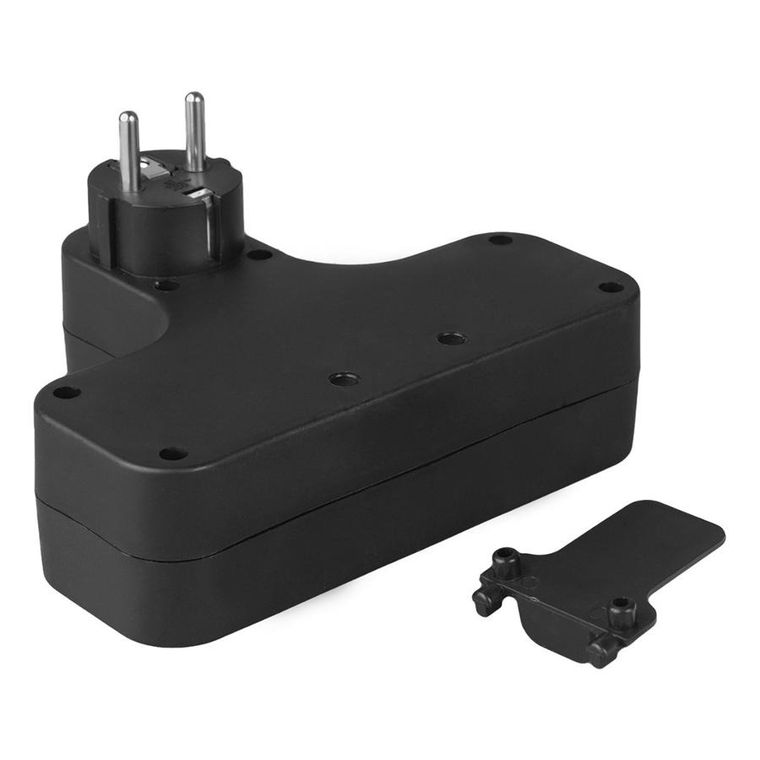 Maclean, gniazdko prądowe, poczwórne z wyłącznikiem, nóżką stabilizującą, typu E, 2-2,5A, 2-16A, MCE224 E/B