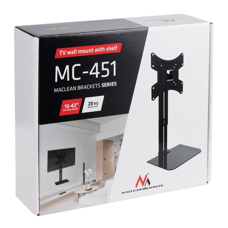 Maclean, uchwyt na ścianę do TV z półką, MC-451