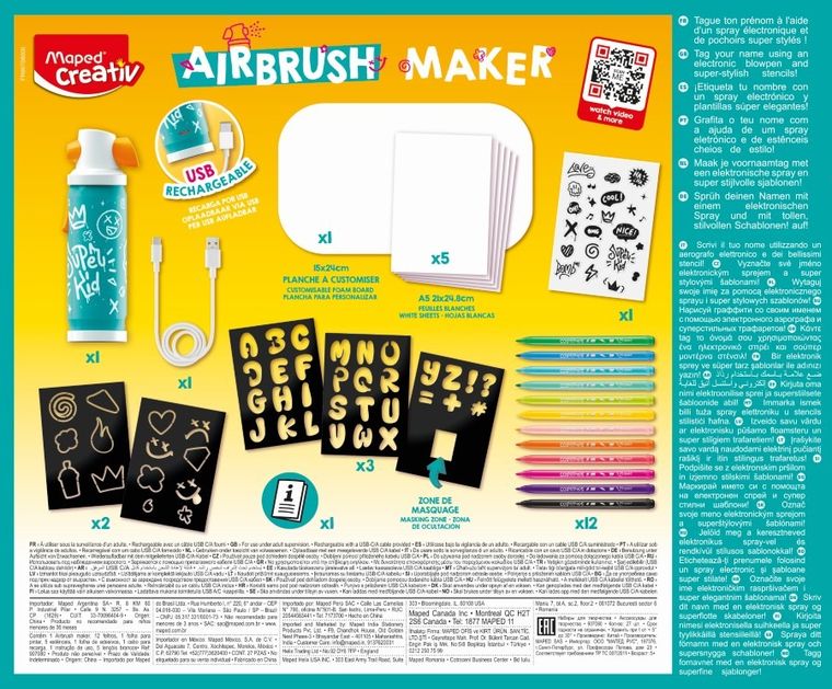 Maped Creativ, Airbrush Maker, zestaw kreatywny do malowania graffitti