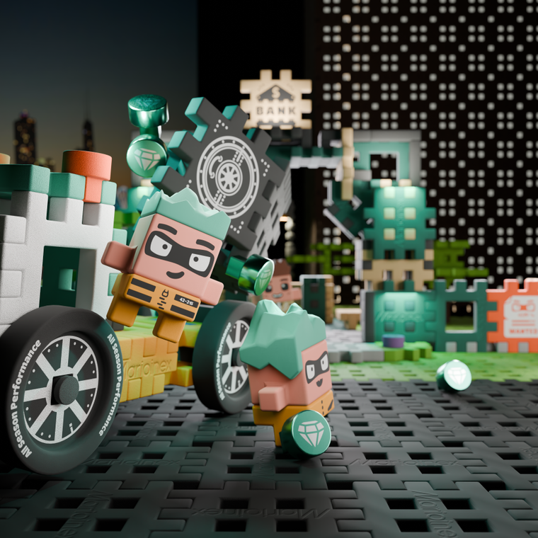 Marioinex, Mini Waffle, City, Napad Na Bank, klocki konstrukcyjne, 148 elementów